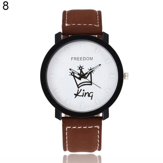 New Queen King Crown Faux Leather Quartz Wrist Watch sparklingselections Watches New Queen King Crown Faux Leather Quartz Wrist Watch sparklingselections Watches