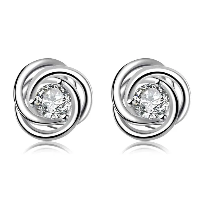 rose silver crystal stud earings for women sparklingselections Earrings