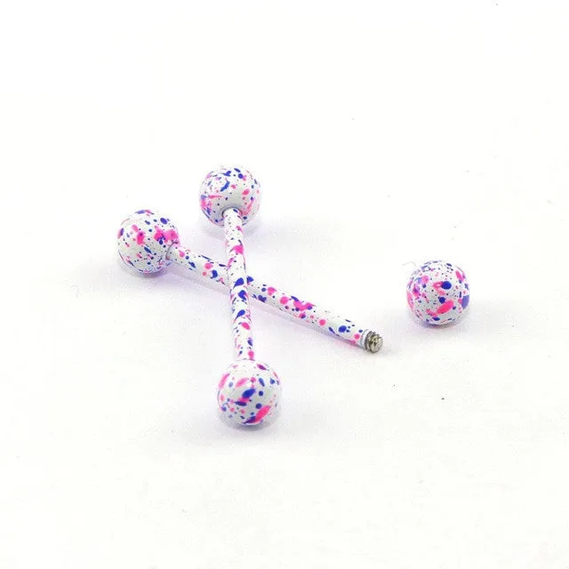 sparklingselections Earrings Multicolor Tongue Studs Nose Ring 5mm Titanium Steel Straight Bar Nipple Stud Cartilage Earrings Piercing Body Jewelry for Girls