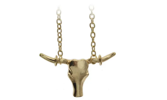 sparklingselections Gold Plated Bulls Head Pendant Necklace Necklaces