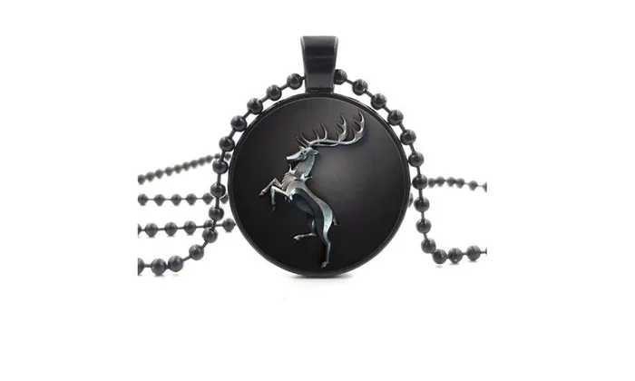 sparklingselections Necklaces Black Beaded Wolf Pendant Necklace