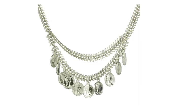 sparklingselections Necklaces Bohemian Tribal Silver Plated Ethnic Coin Pendant Necklace For Women sparklingselections Necklaces Bohemian Tribal Silver Plated Ethnic Coin Pendant Necklace For Women