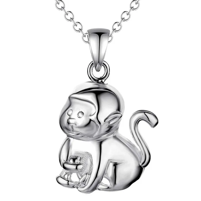 sparklingselections Necklaces Cute Monkey Lucky Silver Plated Necklace
