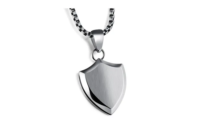 sparklingselections Necklaces Fashion Shield Stainless Steel Pendant Necklace sparklingselections Necklaces Fashion Shield Stainless Steel Pendant Necklace