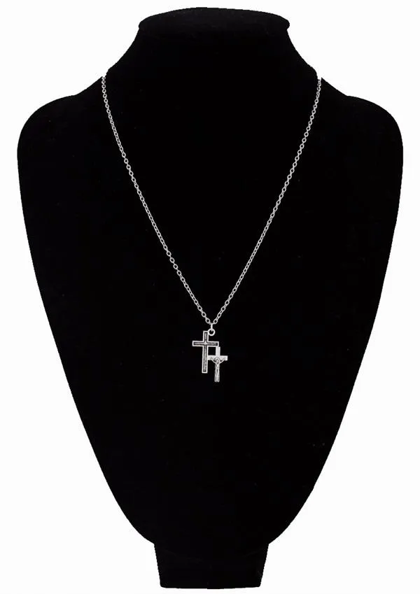 sparklingselections Necklaces Silver 2 Cross Pendant 18 Short Necklace