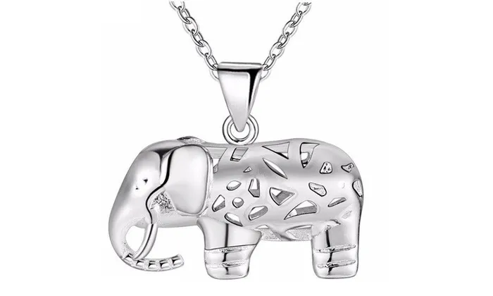 sparklingselections Necklaces Silver Fashion Elephant Shape Pendant Necklace sparklingselections Necklaces Silver Fashion Elephant Shape Pendant Necklace