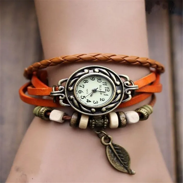 Weave Leather Quartz Bracelet Wrist Watch sparklingselections Bracelets