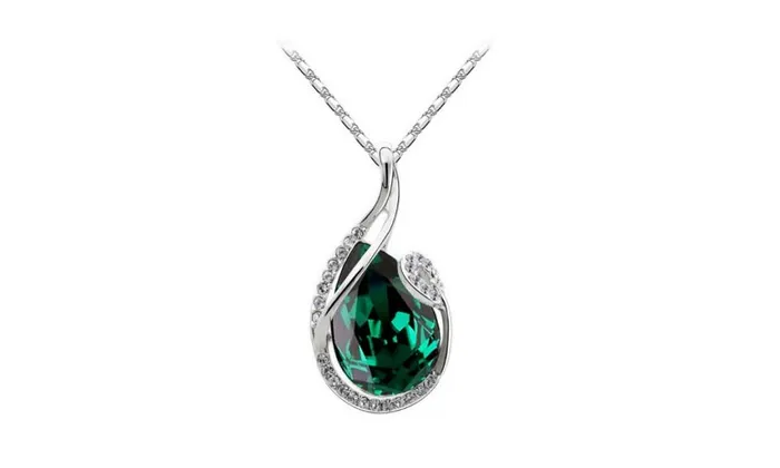 White Gold Color Austrian Crystal Water Tear Drop Pendant Necklace sparklingselections Necklaces White Gold Color Austrian Crystal Water Tear Drop Pendant Necklace sparklingselections Necklaces